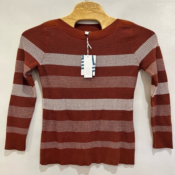 Market & Spruce Colorblock Stripe Sweater Size Medium Rust Stitch Fix - Picture 1 of 4
